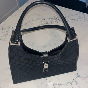 Gucci Black GG Canvas Jackie Hobo Shoulder Bag